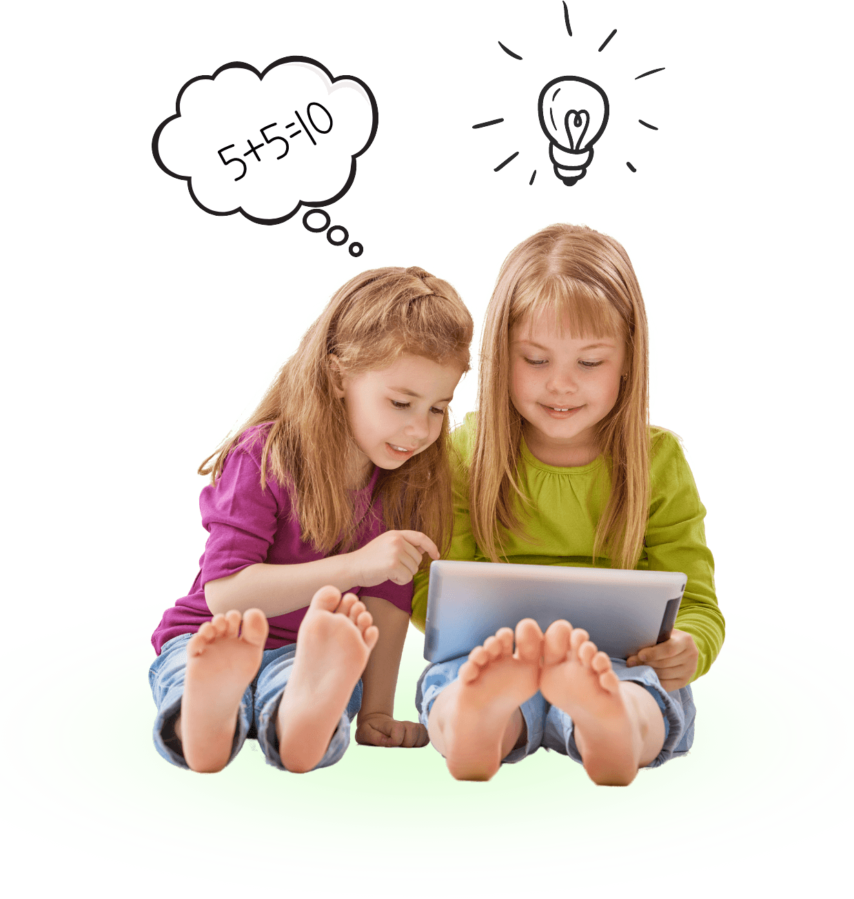 Du besimokantys vaikai